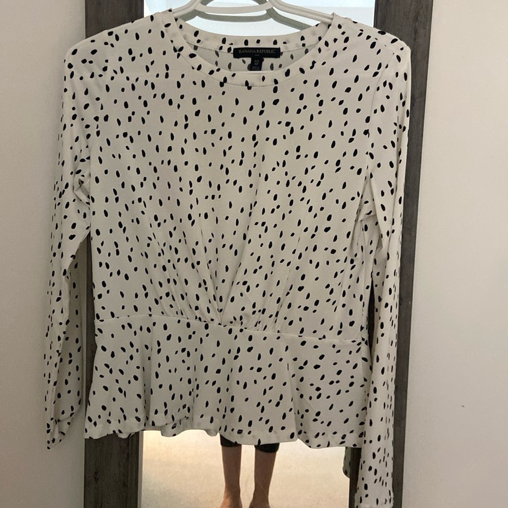 Banana Republic - white & black polka dot top